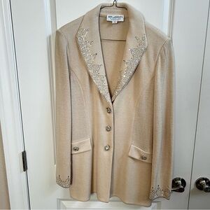 St. John Cream Embellished Blazer